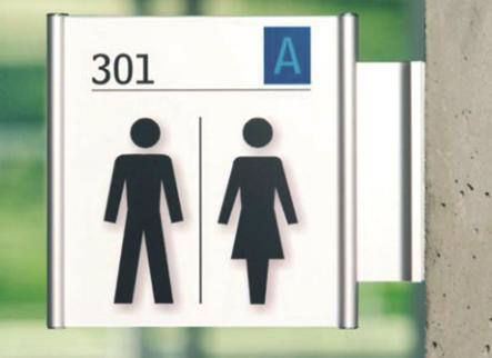 Fahnenschild Serie PLANO doppelseitig mit Papiereinlegern