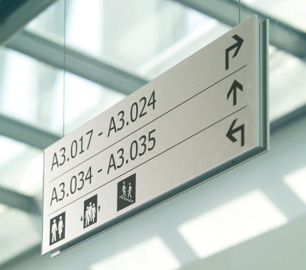 FORMO Hängeschild FH12 mit bedruckten Verbundplatten Alu gebürstet