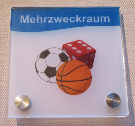 Türschild Serie INOXOplex mit abgerundeten Ecken und 2 Edelstahlhaltern