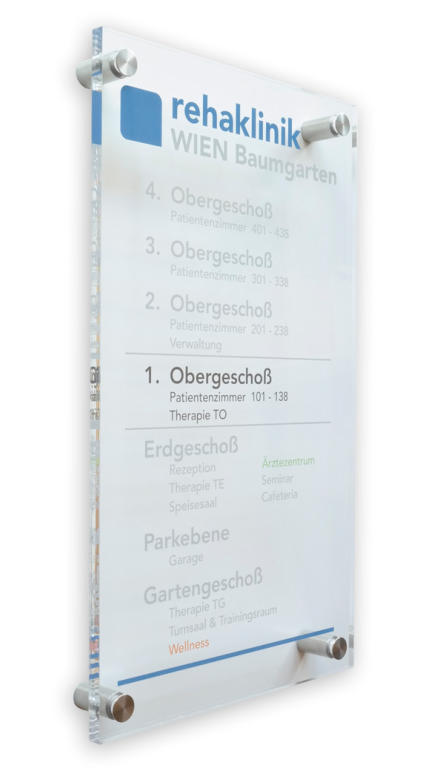 Wegweiser Serie INOXOplex mit bedruckter eingelegter Folie