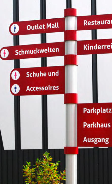 Wegeleitsystem Serie City Guide mit übersichtlicher Ausschilderung