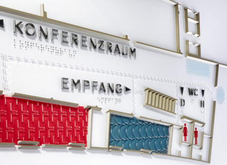 taktiler Lageplan aus gefrästen Kunststoffteilen