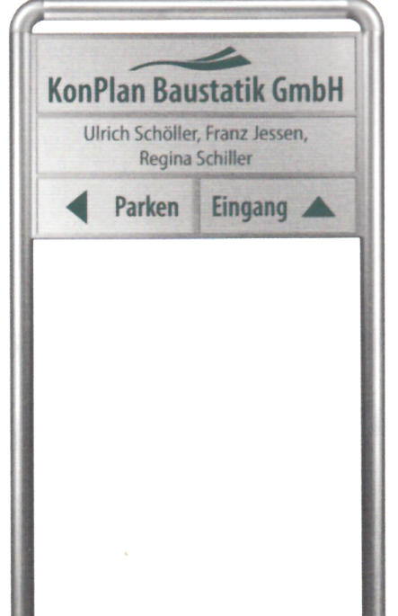 Ständerschild Kombi mit rundem Rahmen und mehrteiligem Wechselrahmen